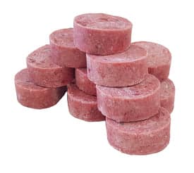 Medallions of lamb and salmon raw dog food